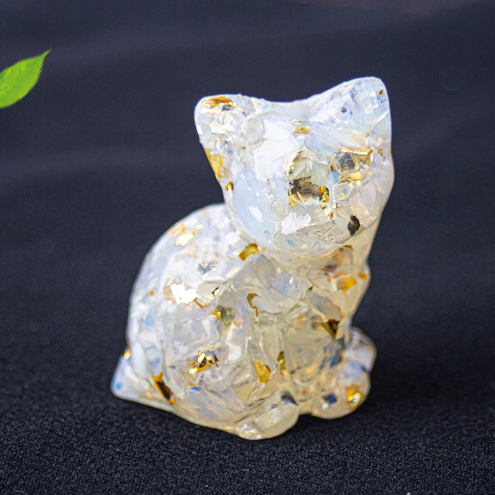 Wholesale Natural crystal gravel cute cat ornaments